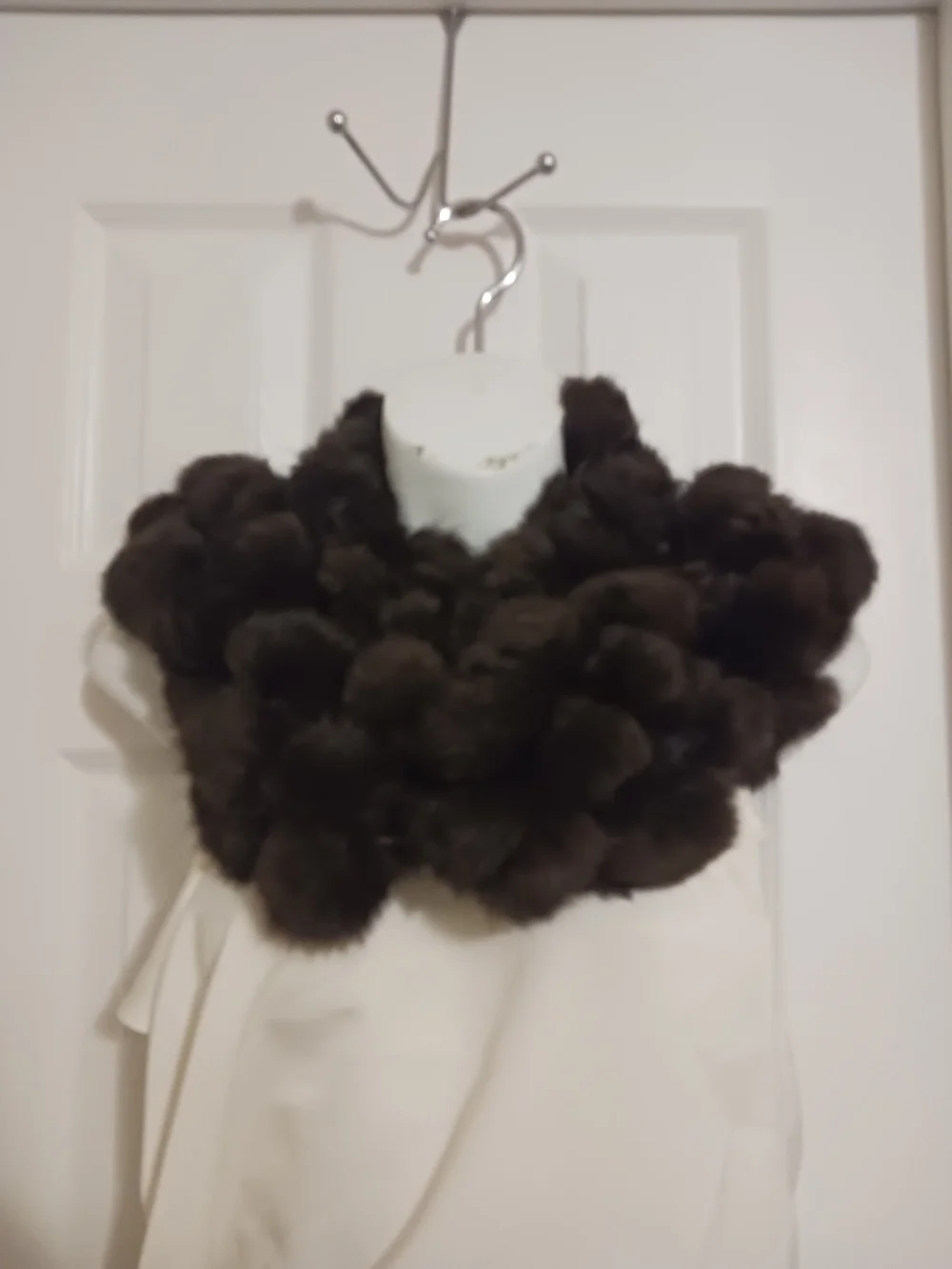 Vintage Brown Mink Pom-Pom Fur Scarf Wrap 6